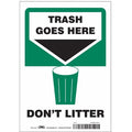Don't Litter, 7 in W x 10 in H, Horizontal Rectangle, Vinyl, 468T47