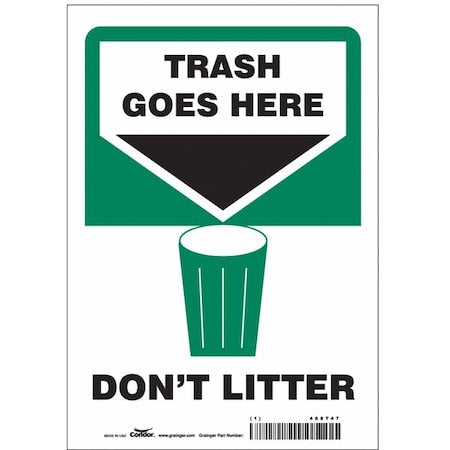Don't Litter, 7 in W x 10 in H, Horizontal Rectangle, Vinyl, 468T47