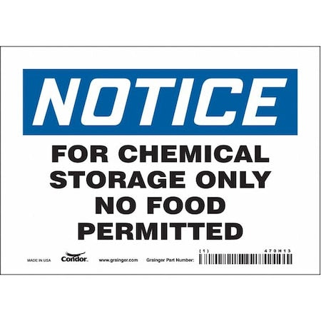 Safety Sign, 5 in Height, 7 in Width, Vinyl, Horizontal Rectangle, English, 470H13