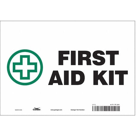 First Aid Kit, 10 in W x 7 in H, Vertical Rectangle, Vinyl, 471T20