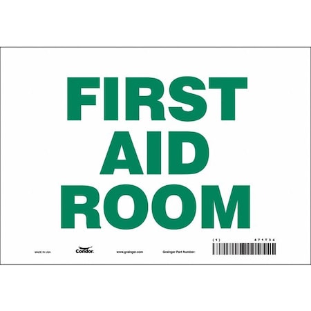 First Aid Room, 10 in W x 7 in H, Vertical Rectangle, Vinyl, 471T34