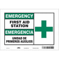 Emergency/Emergencia, First Aid Station/Unidad De Primeros Auxilios, 10 in W x 7 in H, Vinyl, 471V07