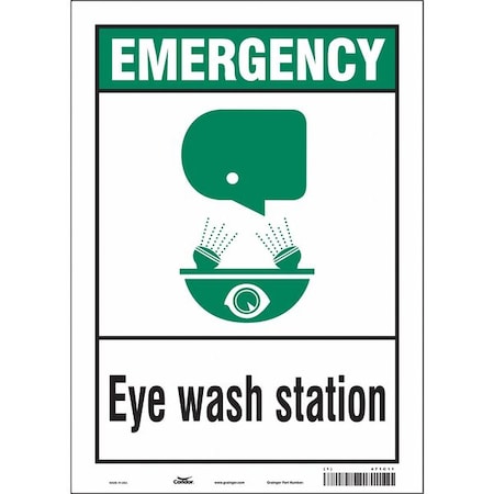 Emergency, Eye Wash Station, 10 in W x 14 in H, Vertical Rectangle, Vinyl, 471C11