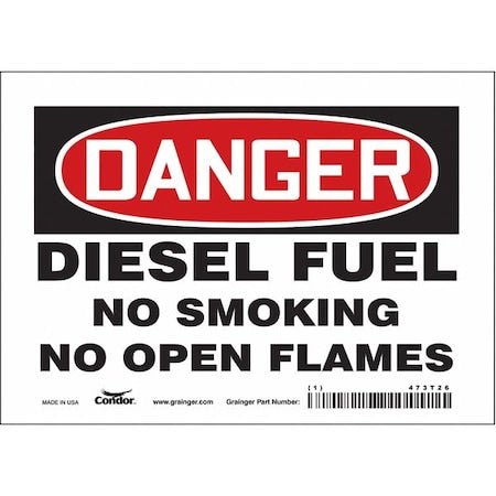No Smoking Sign, 5 in H, 7 in W, Vinyl, Horizontal Rectangle, English, 473T26
