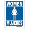 Restroom Sign, WOMEN/MUJERES, 7 in W x 10 in H, Horizontal Rectangle, Polyethylene, 473Y90
