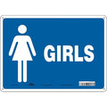 Restroom Sign, GIRLS, 14 in W x 10 in H, Horizontal Rectangle, Polyethylene, 473Y32