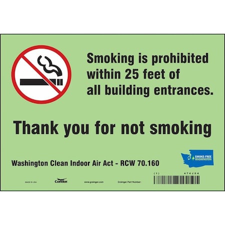 Safety Sign, 7" H, 10" W, Vinyl, Vertical Rectangle, English, 474J04
