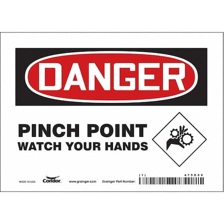 Safety Sign, 5 in Height, 7 in Width, Vinyl, Horizontal Rectangle, English, 475D09