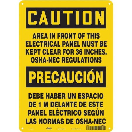 Safety Sign, 14 in Height, 10 in Width, Aluminum, Vertical Rectangle, English, Spanish, 475M95