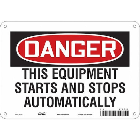 Safety Sign, 7 in Height, 10 in Width, Polyethylene, Vertical Rectangle, English, 478T56
