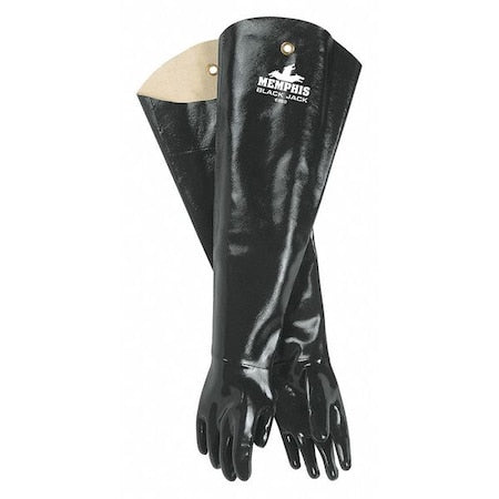 BlackJack Chemical Resistant Gloves, Neoprene, 31 in L, Not Rated, Black, L, 1 PR