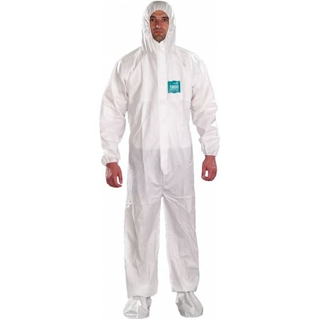 Collared Coverall, S, White, Microporous Laminate