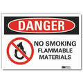 Danger, No Smoking Flammable Materials, 14 in W x 10 in H, Horizontal Rectangle
