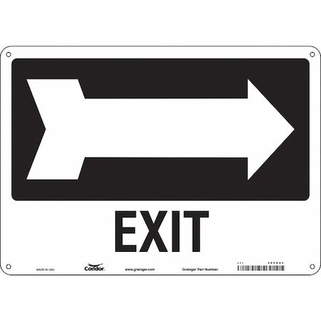 Exit Sign, Plastic, 14" W, 10" H, Exit, White