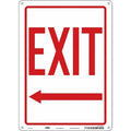 Exit Sign, Plastic, 10" W, 14" H, Exit, Red, White