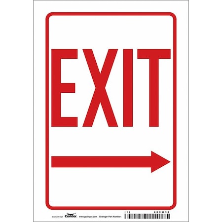 Exit Sign, Vinyl, 7" W, 10" H, Exit, White