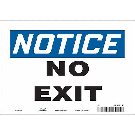 Exit Sign, Vinyl, 10" W, 7" H, No Exit, White