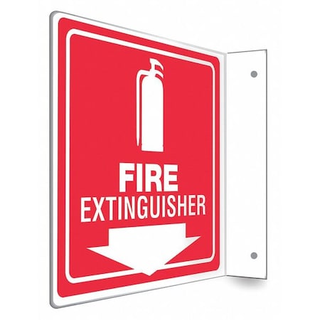 High Visibility Safety Sign, 8 in Height, 8 in Width, PETG, L-Shape Projection, English