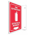 High Visibility Safety Sign, 12 in Height, 9 in Width, PETG, L-Shape Projection, English, Spanish