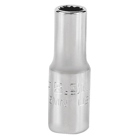 1/4 in Drive, 5.5mm Triple Square Metric, Socket, 12 Points,  Steel, Chrome, 5.5 mm