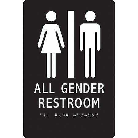 ALL GENDER RESTROOM, 6 in W x 9 in H, Vertical Rectangle, Modified Acrylic, 483U12