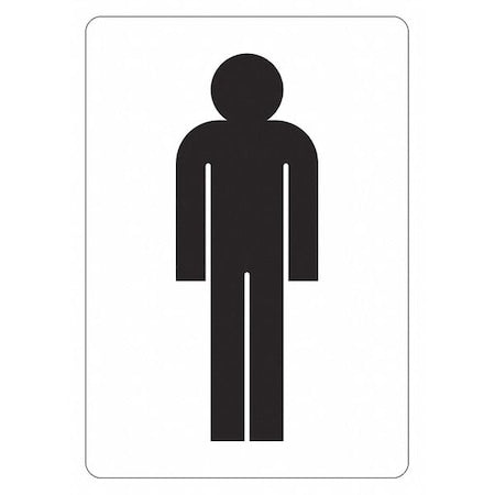 RESTROOM MAN Symbol only, 7 in W x 10 in H, Horizontal Rectangle, Non-PVC Polymer, LCU1-0168-ED_7x10