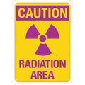 Radiation Sign, 14 in H, 10 in W, Aluminum, Vertical Rectangle, LCU1-0010-NA_10x14
