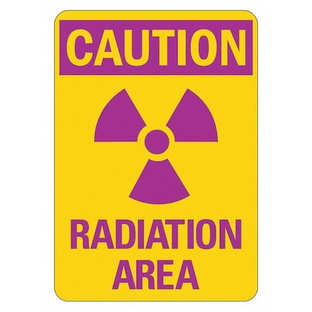Radiation Sign, 14 in H, 10 in W, Aluminum, Vertical Rectangle, LCU1-0010-NA_10x14