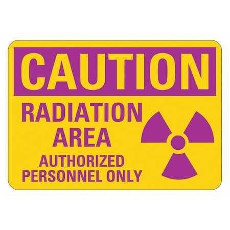 Radiation Sign, 7 in H, 10 in W, Aluminum, Vertical Rectangle, LCU1-0015-NA_10x7