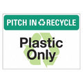 Pitch In & Recycle, PITCH IN & RECYCLE PLASTIC ONLY, 14 in W x 10 in H, LCU1-0116-ED-PK5_14x10