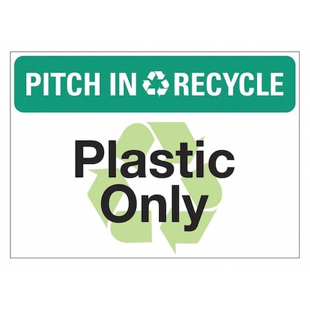 Pitch In & Recycle, PITCH IN & RECYCLE PLASTIC ONLY, 14 in W x 10 in H, LCU1-0116-ED-PK5_14x10