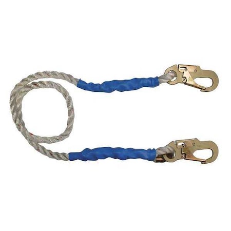 Condor Restraint Lanyard, 6 ft. Length, Snap Hook, Steel, 1 Leg(s), 310 lb. Weight Capacity
