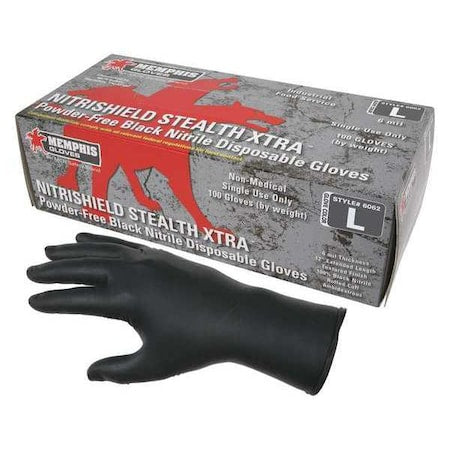 NitriShield 6062, Disposable Gloves, 6 mil Palm, Nitrile, Powder-Free, 2XL (11), 100 PK