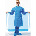 Gown, Polyolefin, Welded, 4 mil, 50 in, Blue, L, 50 PK