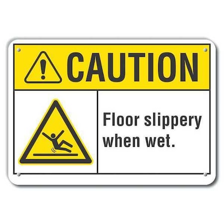 Caution Sign, 7 in H, 10 in W, Aluminum, Vertical Rectangle, English, LCU3-0020-RA_10x7