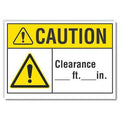 Caution, Clearance _ft_in, 14 in W x 10 in H, Non-PVC Polymer, LCU3-0034-ED_14x10