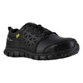 Men's Athletic Shoe, Alloy Toe, Leather, Mesh Upper, Rubber Outsole, Lace Up, Black, 8 W
