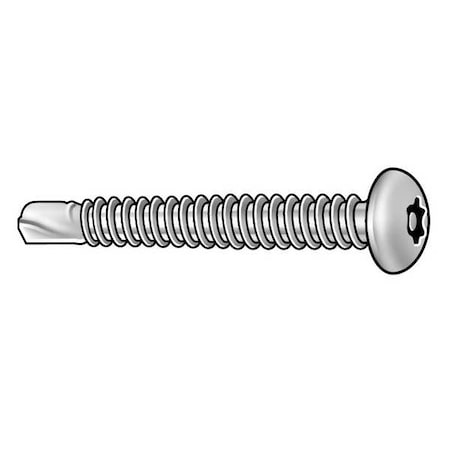 Tamper Resistant Screw, 3/4 in, Plain Finish, 410 Stainless Steel, Pan Head Torx Drive, 25 PK