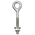 Routing Eye Bolt Without Shoulder, 1/4"-20, 6 in Shank, 15/32 in ID, 316 Stainless Steel, Plain