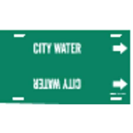 Pipe Marker,City Water,Grn,6 to 7-7/8 In