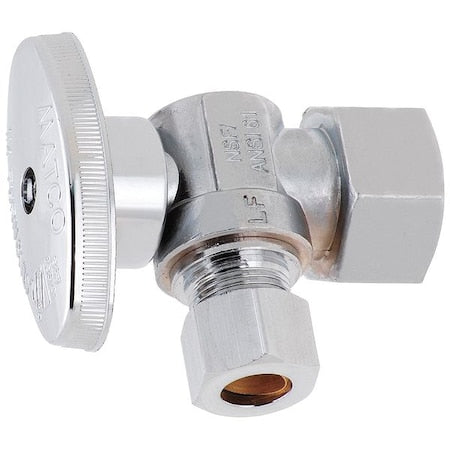 Water Supply Stop,Brass,1/4-Turn,1/2"