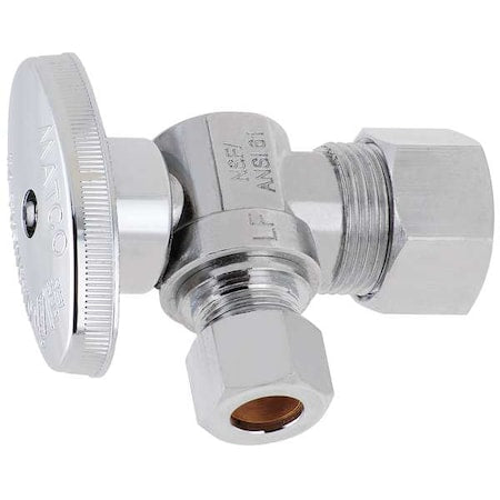 Water Supply Stop,Brass,1/4-Turn,5/8"