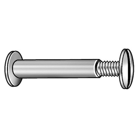 Binding Barrel, #8-32, 5/8 in Brl Lg, 13/64 in Brl Dia, Stainless Steel Plain, 10 PK