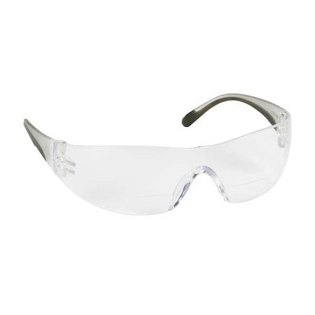 Bifocal Safety Reading Glasses, Wraparound, Anti-Scratch, Clear Temple, Clear Lens, +1.75 Diopter
