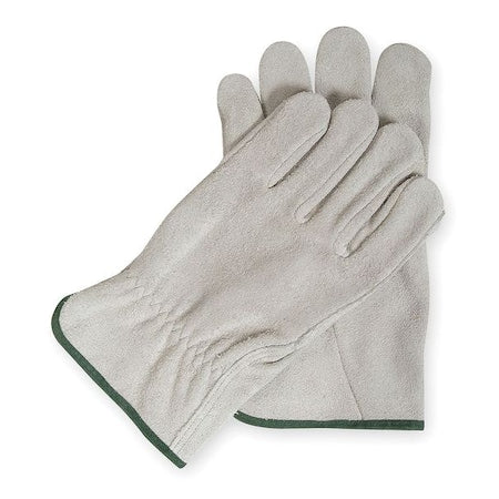 Leather Drivers Gloves, Cowhide, Shirred Slip-On, Straight Thumb, Gunn Cut, Gray, M, 1 Pair