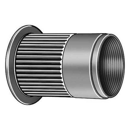 Rivet Nut, #6-32 Thread Size, 0.392 in Flange Dia., 0.433 in L, Aluminum, 100 PK