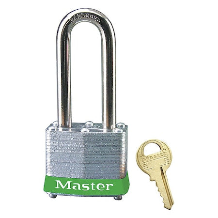 Lockout Padlock, Keyed Alike, Steel, Green, 2 in Shackle Height, 1 9/16 in Body Width