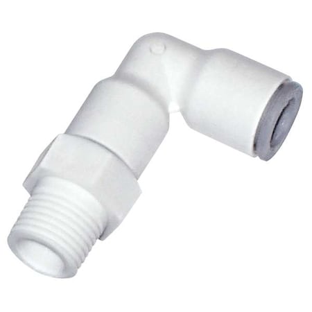 Push-Fit Elbow Fitting, 1/2 in Tube Size, Bio-Based Nylon, White, 4 PK