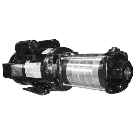 Booster Pump, 3 hp, 240V AC, 1 Phase, 1-1/4 in NPT Inlet Size, 6 Stage, 121 psi Max Pressure
