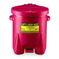 Oily Waste Can, 6 gal, Red, Polyethylene, 16 in Height, Foot Operated Self-Closing